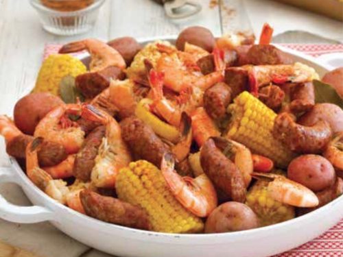 Conecuh Sausage Throw Down with Shrimp, Corn, and New Potatoes