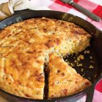 Conecuh Sausage Cornbread in a Cast Iron Skillet